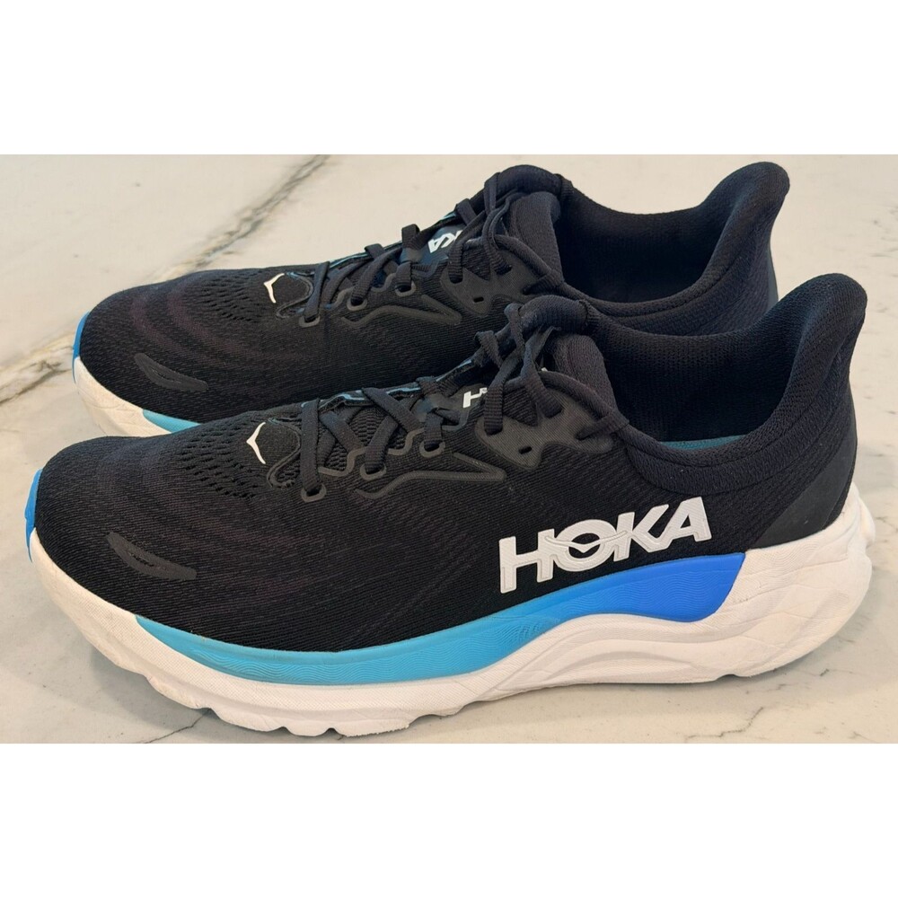 Hoka One One Arahi 8 Mens Size 10.5 Black Blue Athletic Running Shoes Sneakers